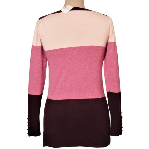 Ricki's Three Tone Pink / Burgundy/ Peach, boat neck Rayon blend sweate… - Picture 2 of 12